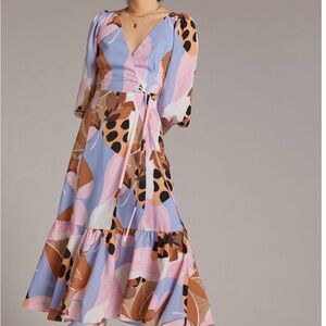 Anthropologie Floral V-Neck Maxi Dress